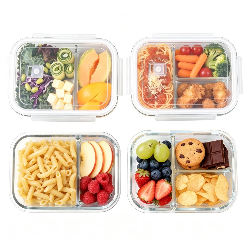 Meal Prep Freezer - Glass Food Storage Containers with Dividers