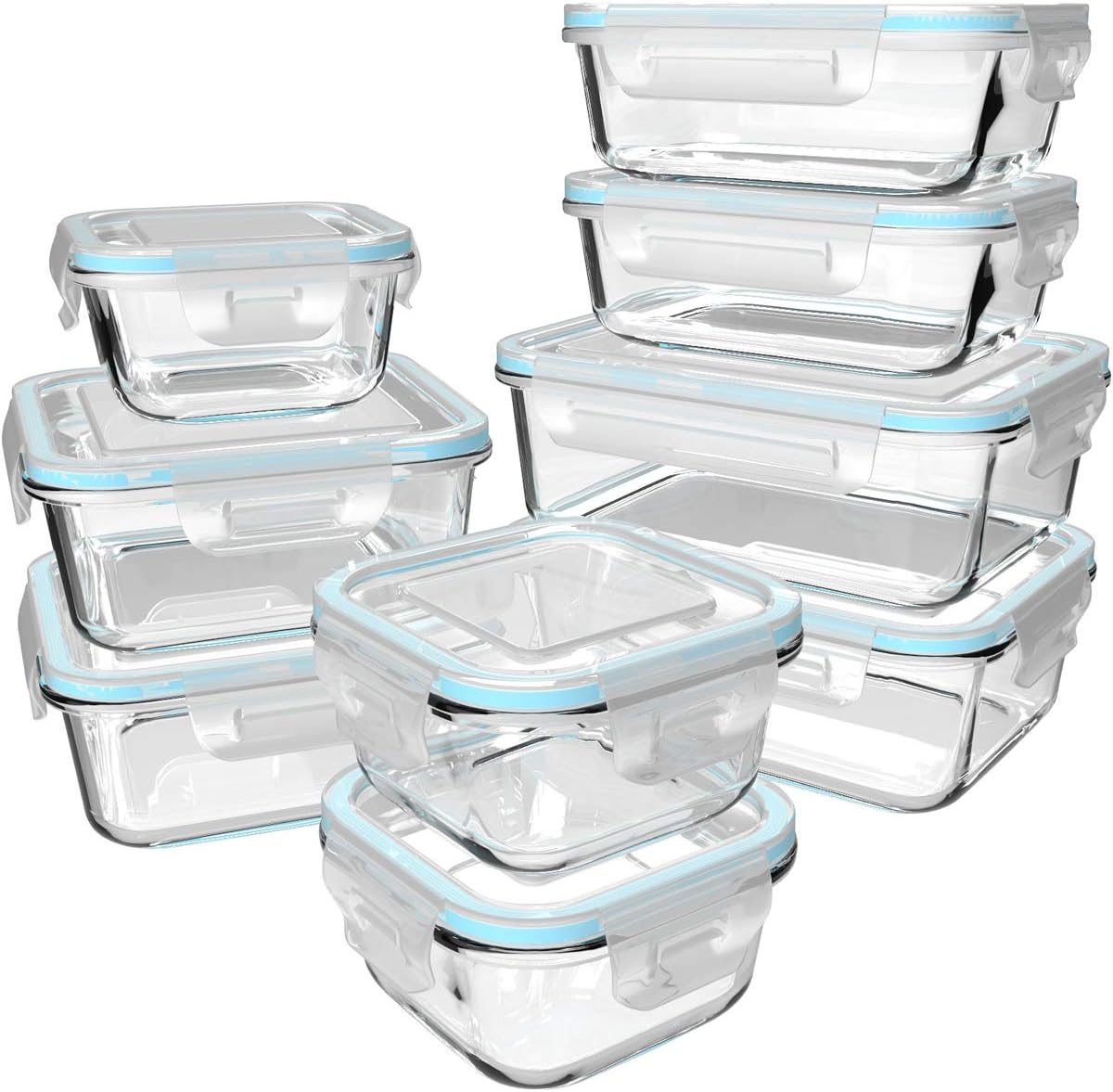 Meal Prep Food - 18-Piece Glass Food Storage Containers with