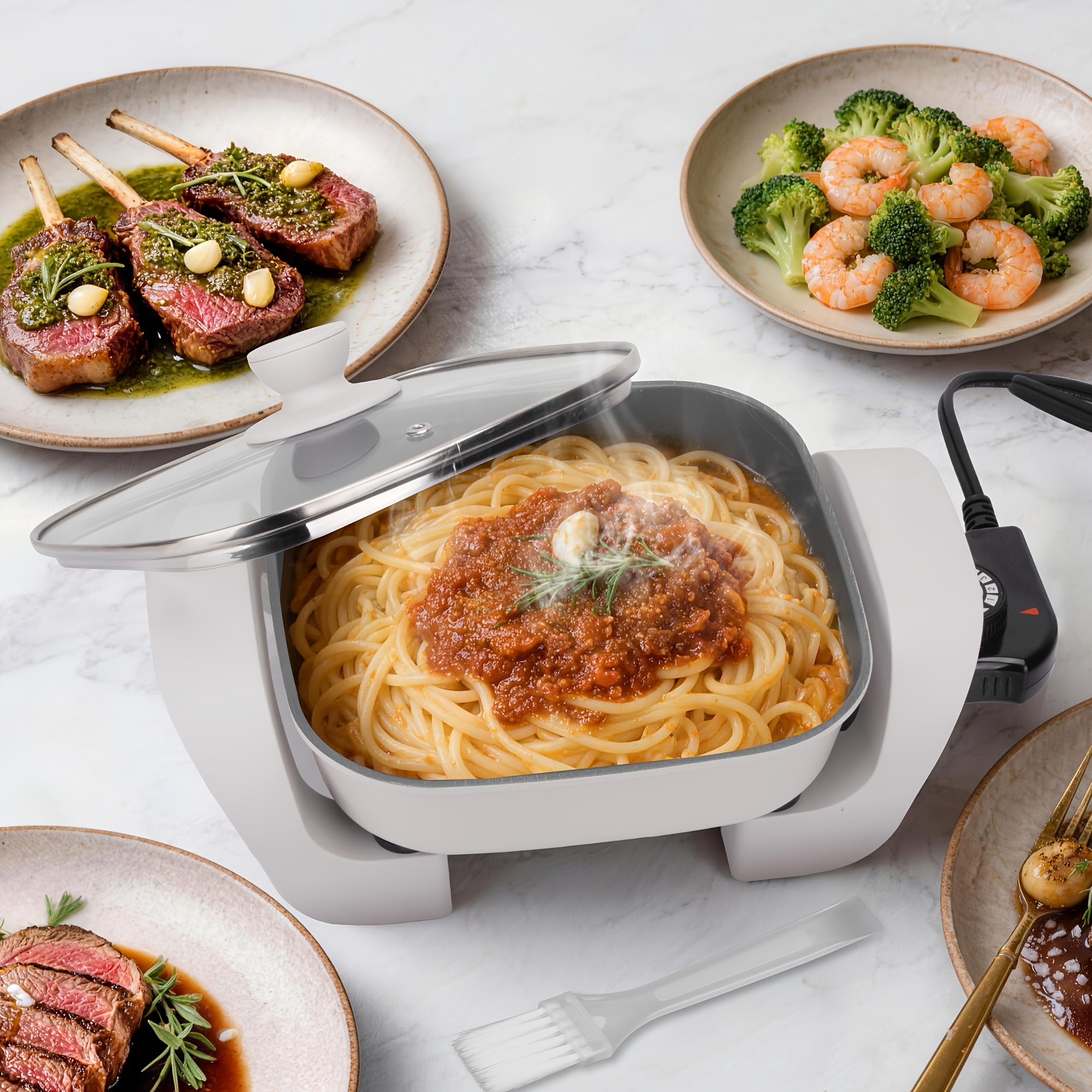 Meal Prep Quick - 8-Inch Ceramic-Coated Electric Frying Pan –