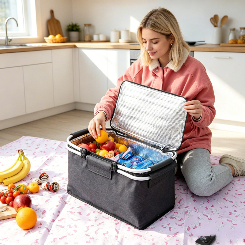 Meal Prep Bag - Foldable Large Capacity Insulated Picnic Bag,