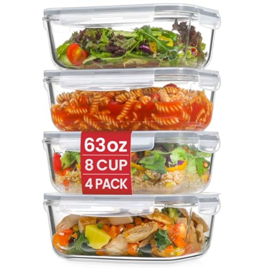 Meal Prep Food - 4 Pack 8 Cups/ 63oz Large