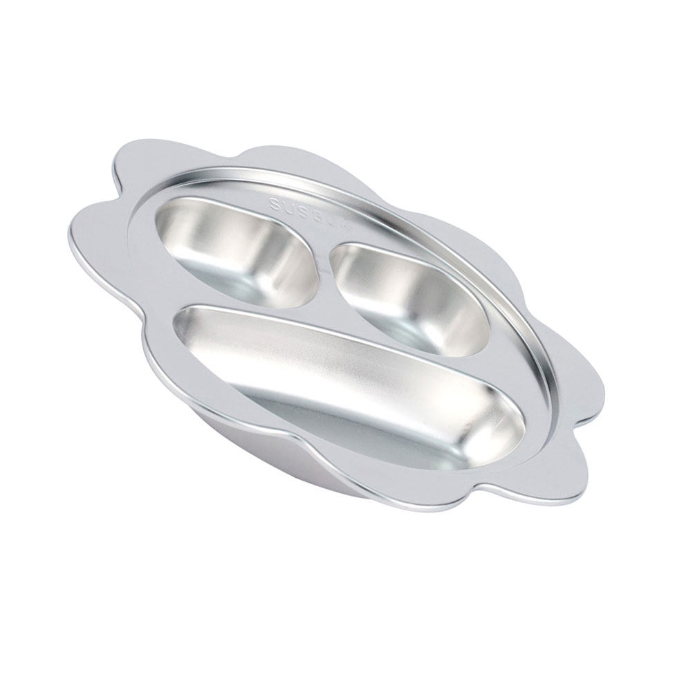 Meal Prep Food - Stainless Steel Divided Plate for Healthy