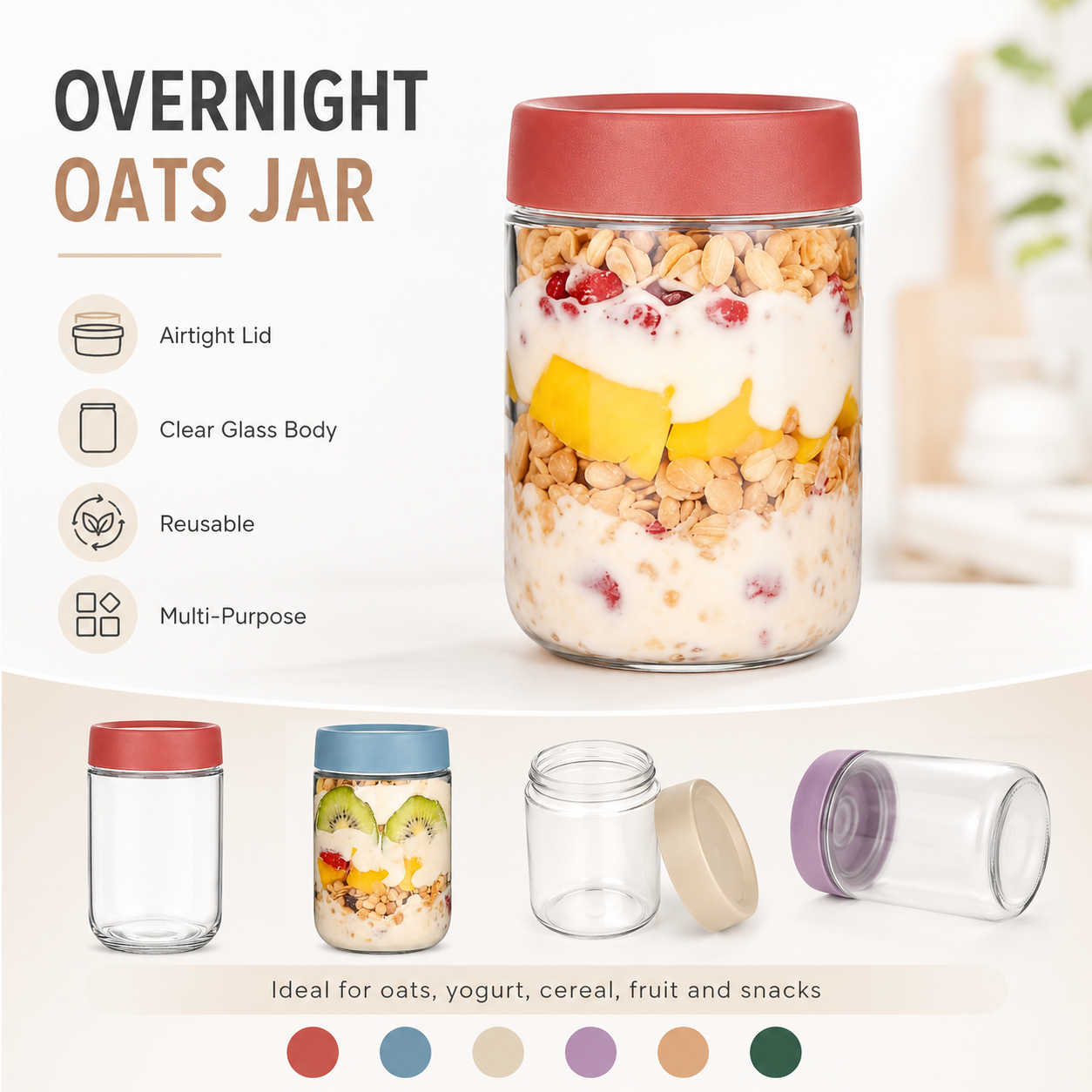 Overnight Oats Jar with Airtig - Meal Prep Yogurt recension och pris