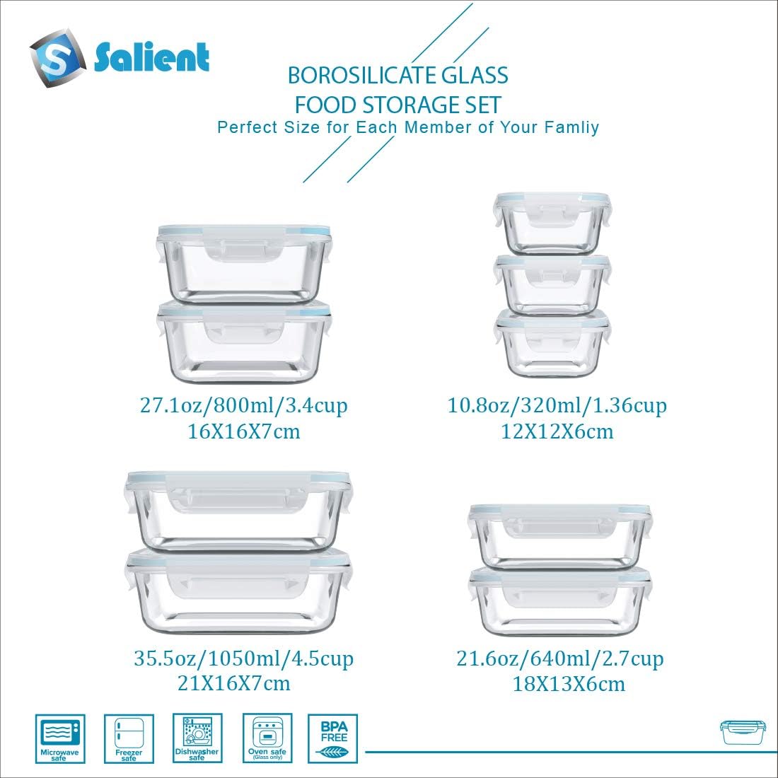 18-Piece Glass Food Storage Co - Meal Prep Food recension och pris