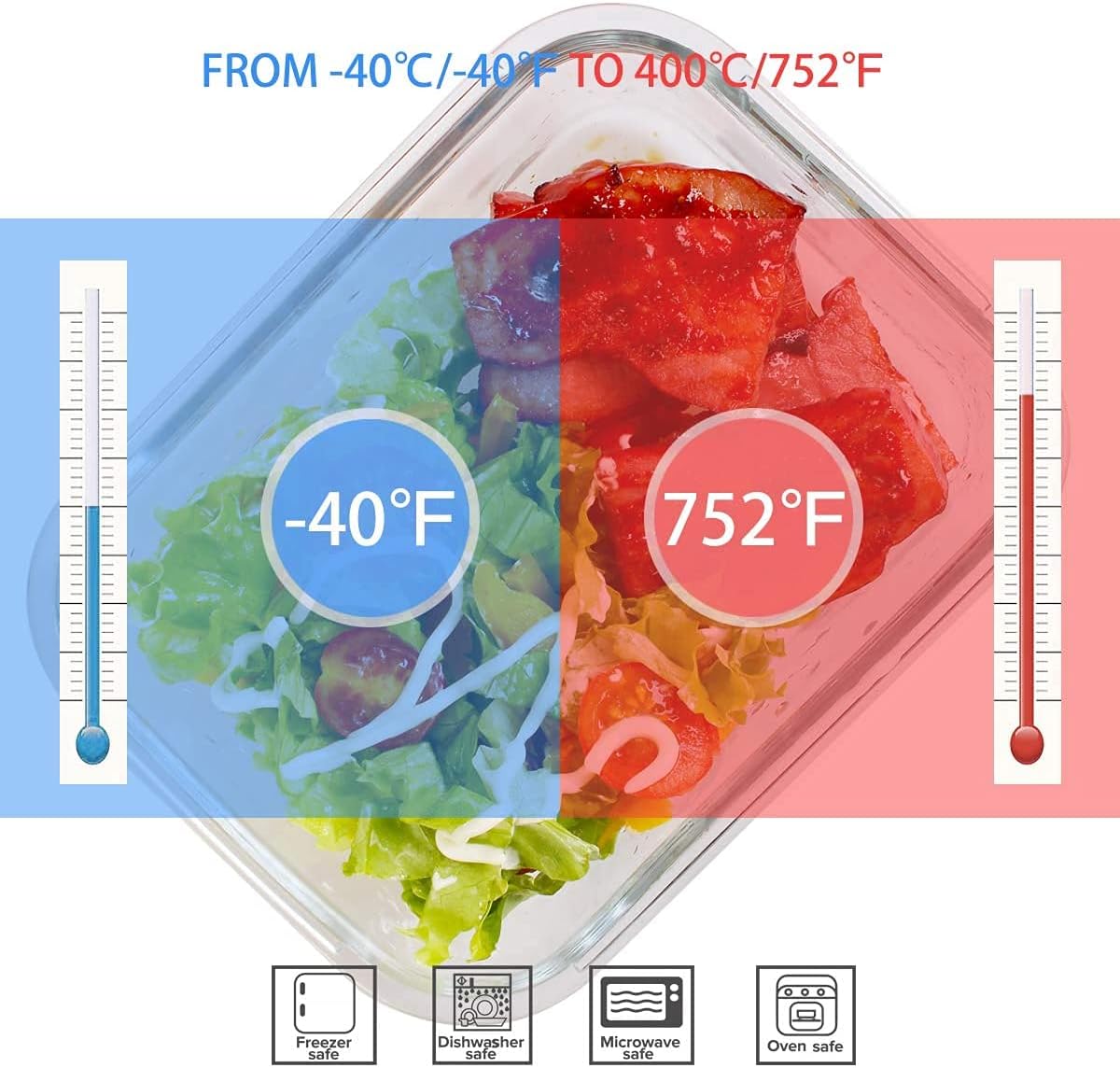 18-Piece Glass Food Storage Co - Meal Prep Food recension och pris