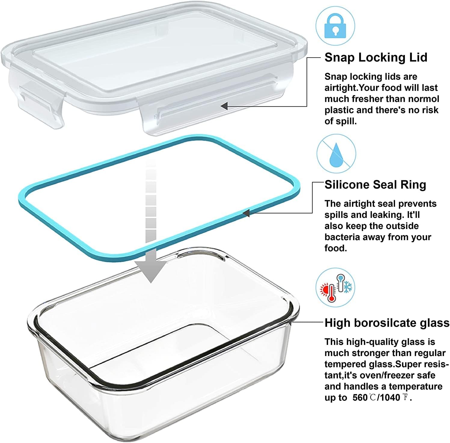 18-Piece Glass Food Storage Co - Meal Prep Food recension och pris