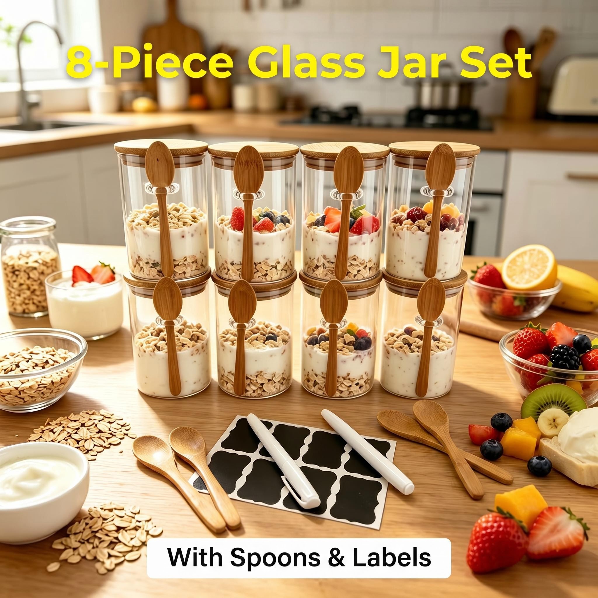 8 Pack Overnight Oats Glass Ja - Meal Prep Yogurt Parfait recension och pris
