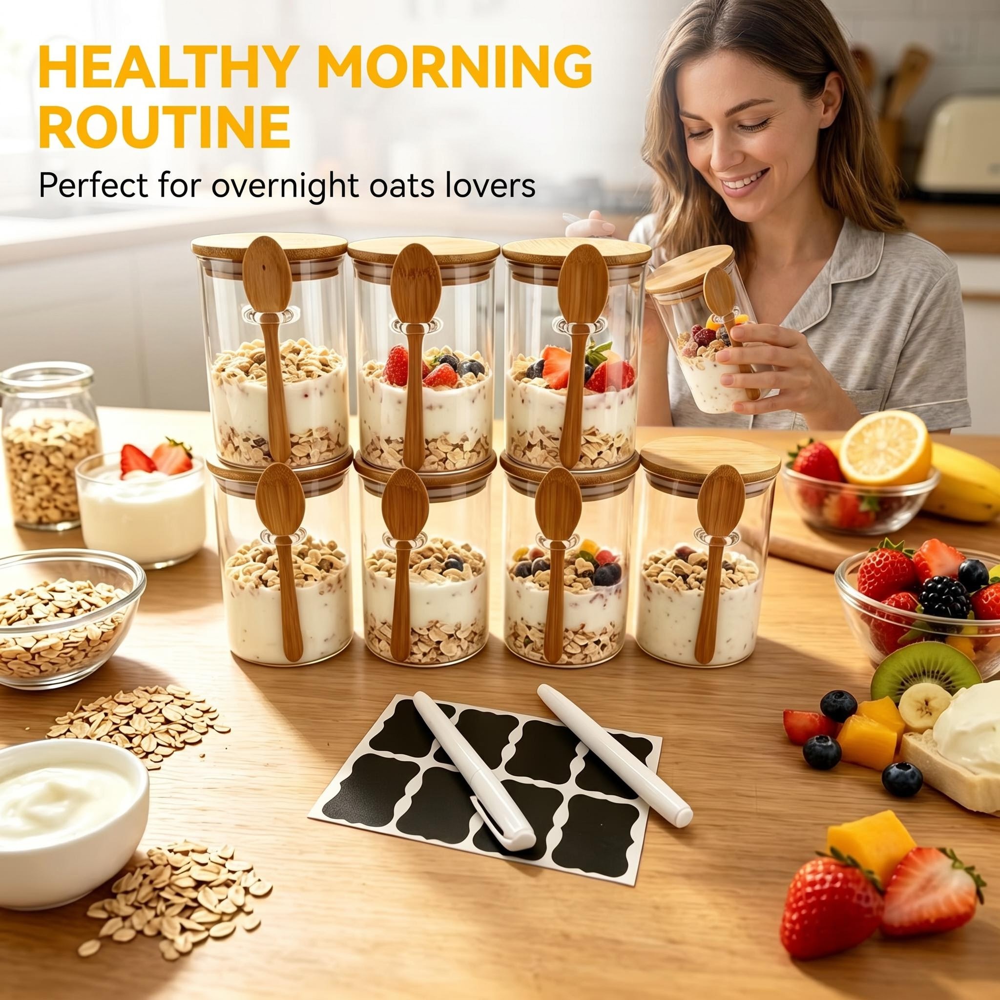 8 Pack Overnight Oats Glass Ja - Meal Prep Yogurt Parfait recension och pris