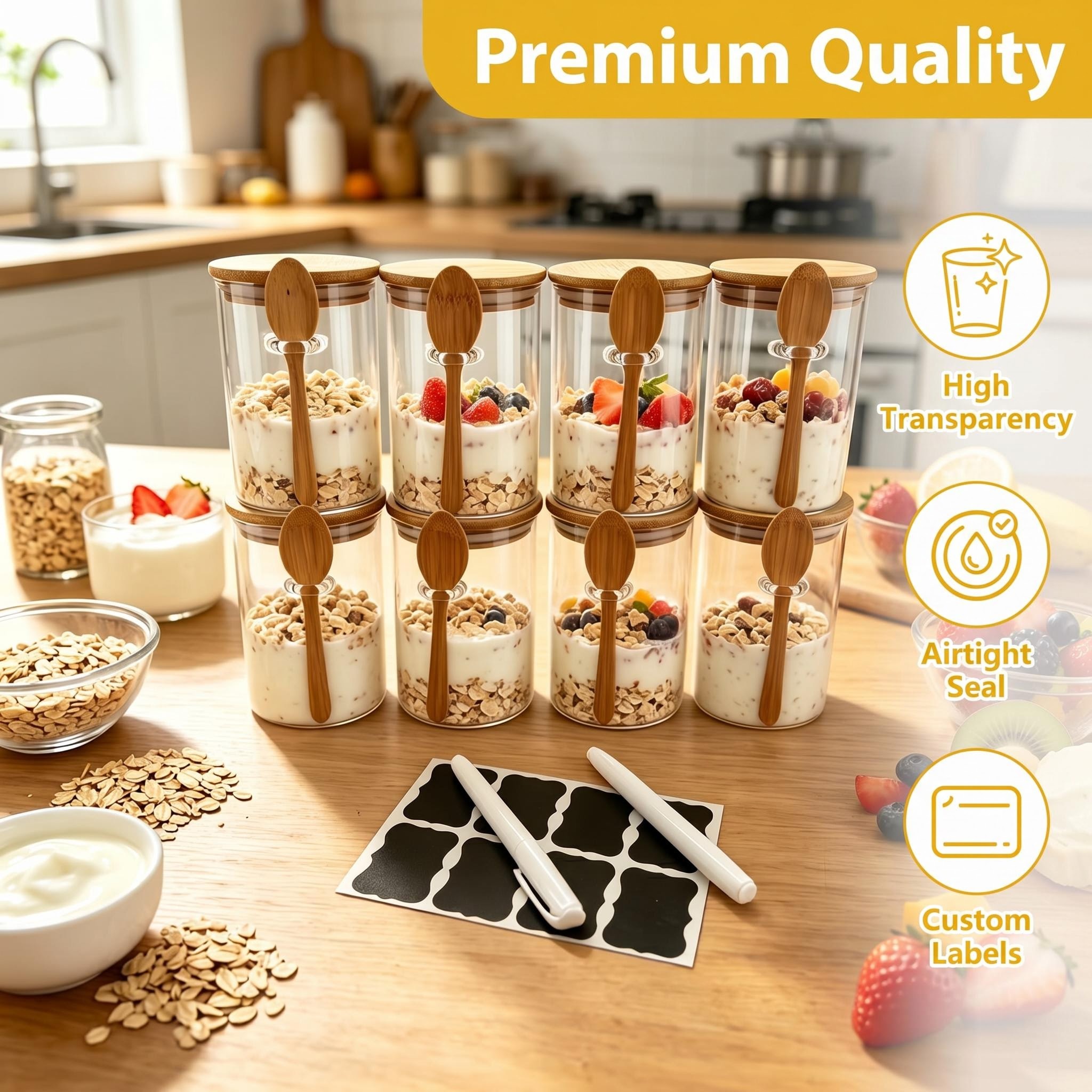 8 Pack Overnight Oats Glass Ja - Meal Prep Yogurt Parfait recension och pris
