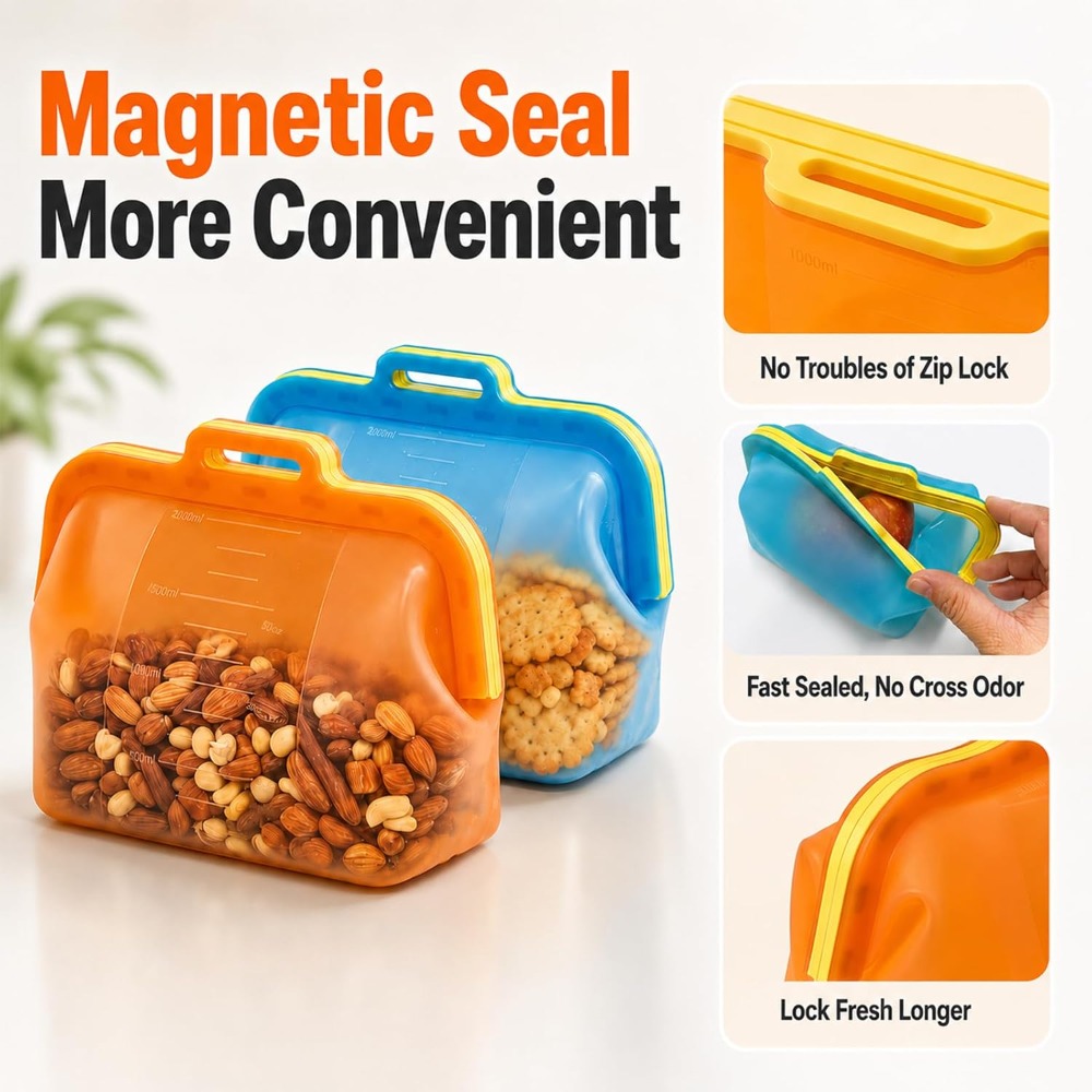 Reusable Silicone Food Storage - Meal Prep Freezer recension och pris