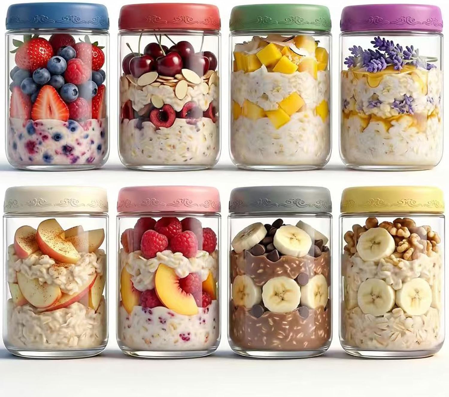 18 OZ 8Pack, Overnight Oats Ja - Meal Prep Yogurt Parfait recension och pris