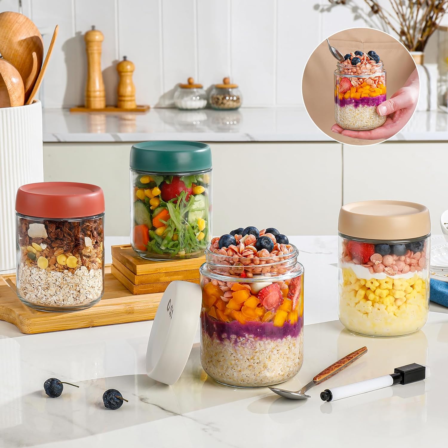 Glass Overnight Oats Container - Meal Prep Yogurt recension och pris