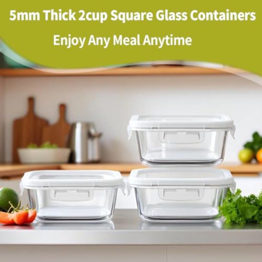 16oz Square Glass Food Storage - Meal Prep Food recension och pris