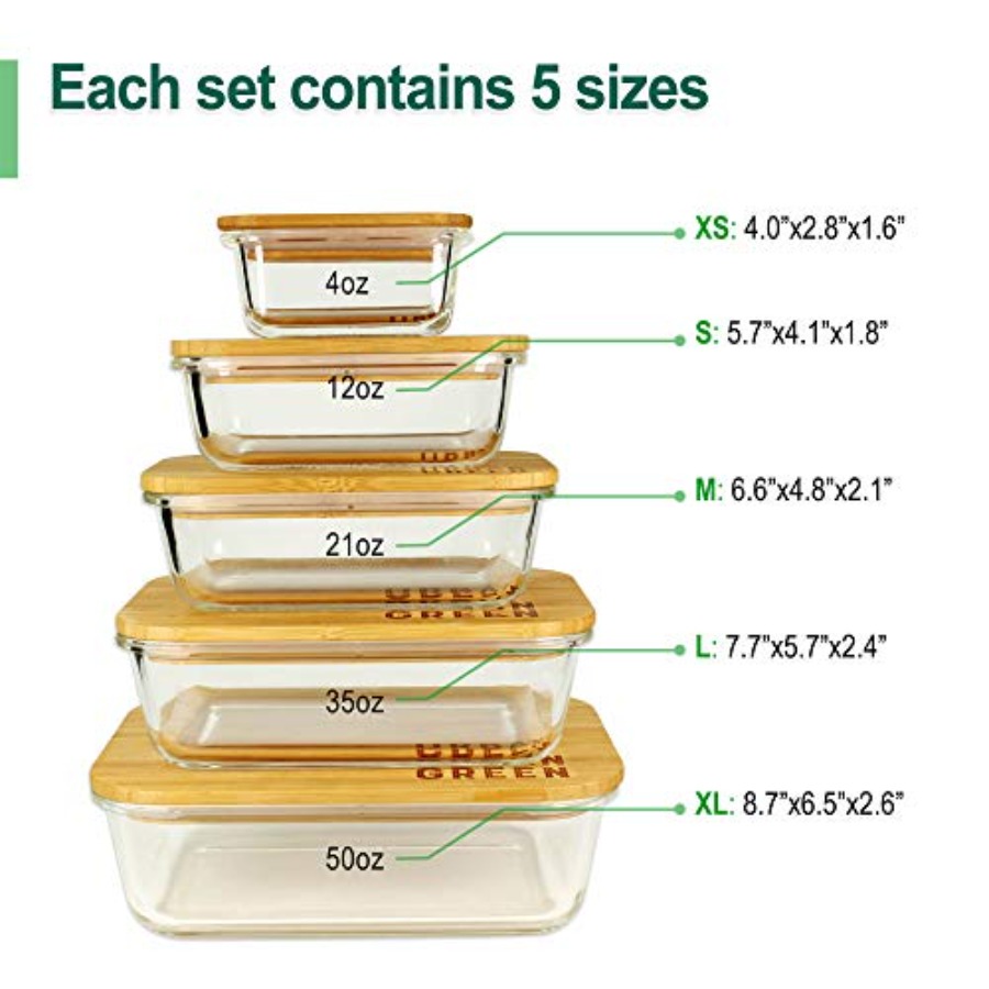 Glass Containers with Bamboo L - Meal Prep Microwave recension och pris
