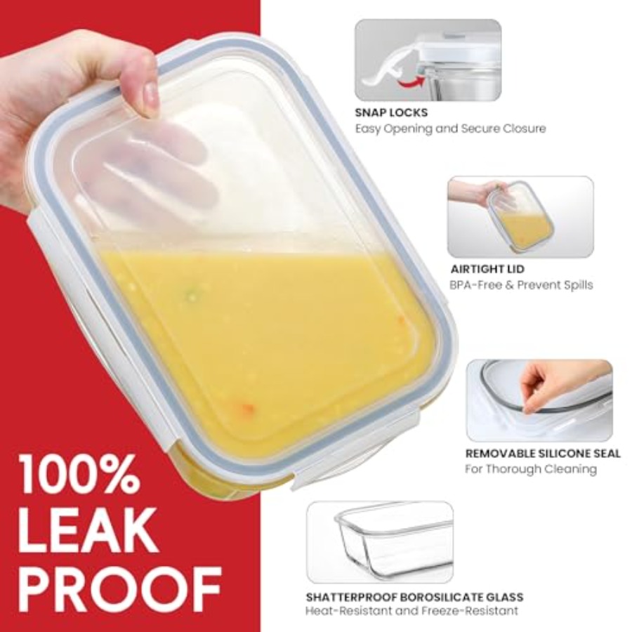 4 Pack 8 Cups/ 63oz Large Glas - Meal Prep Food recension och pris