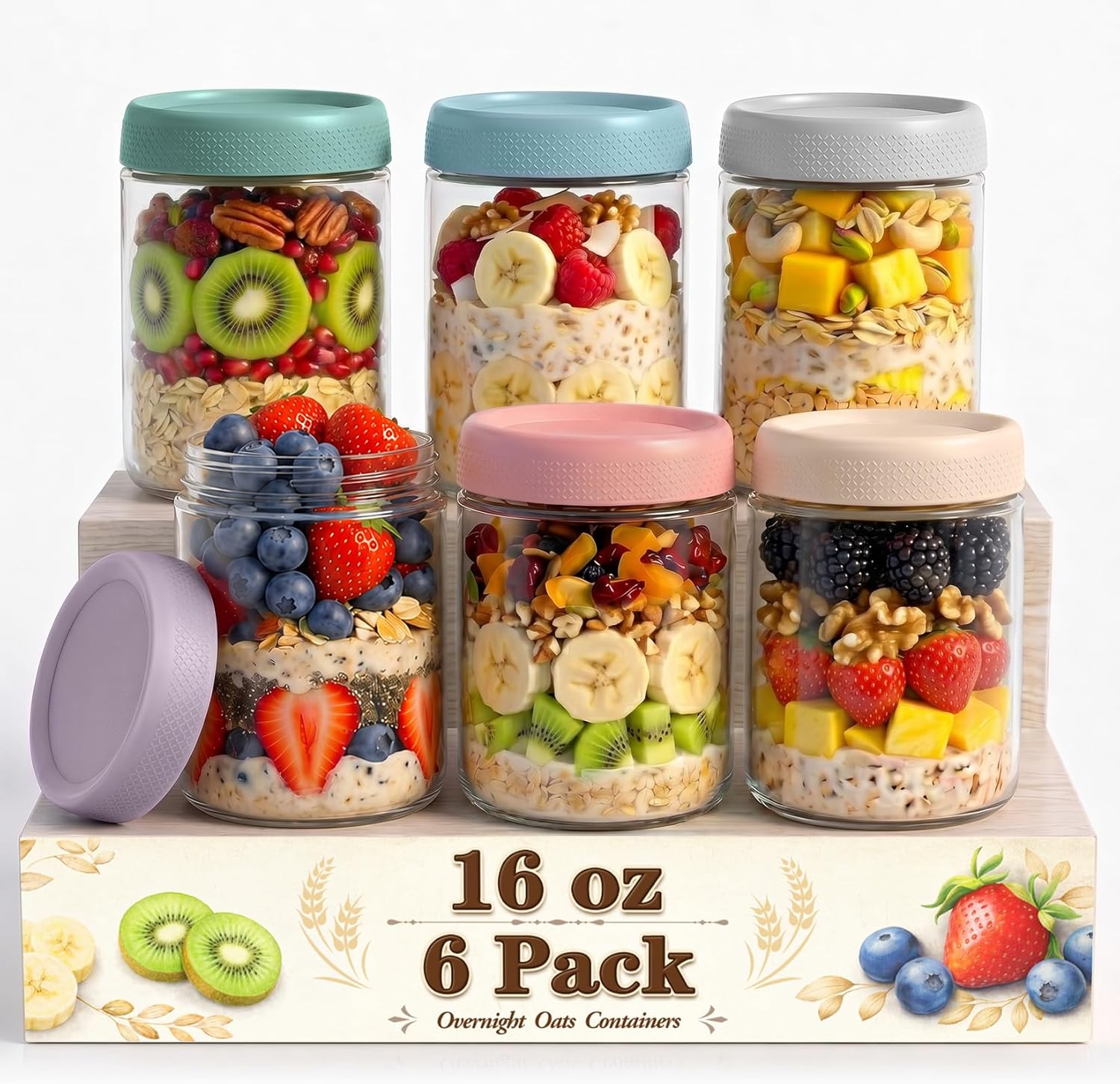 6 Pack 16oz Overnight Oats Con - Meal Prep Yogurt recension och pris