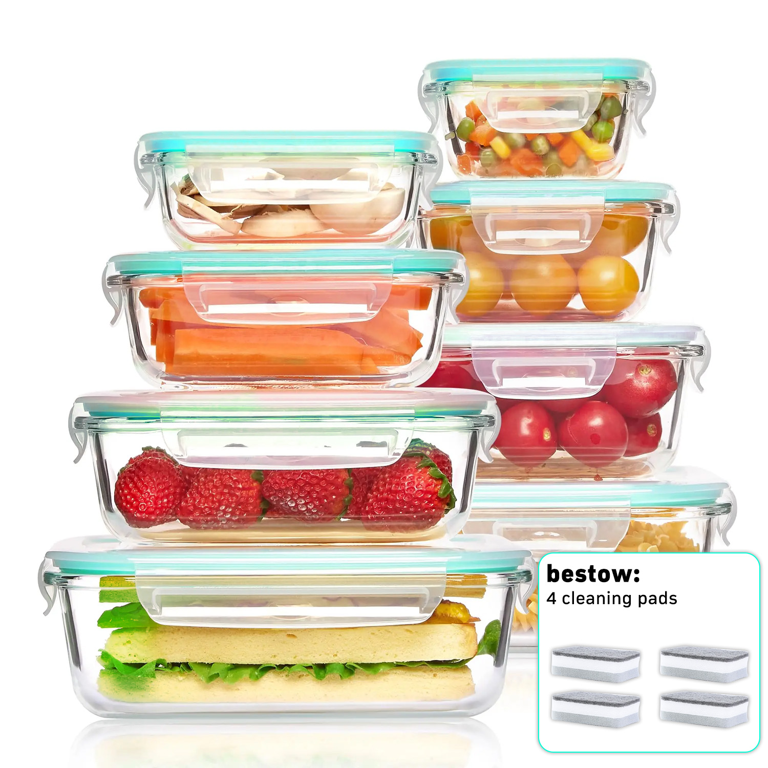 8-Pack Airtight Glass Food Sto - Meal Prep Microwave recension och pris