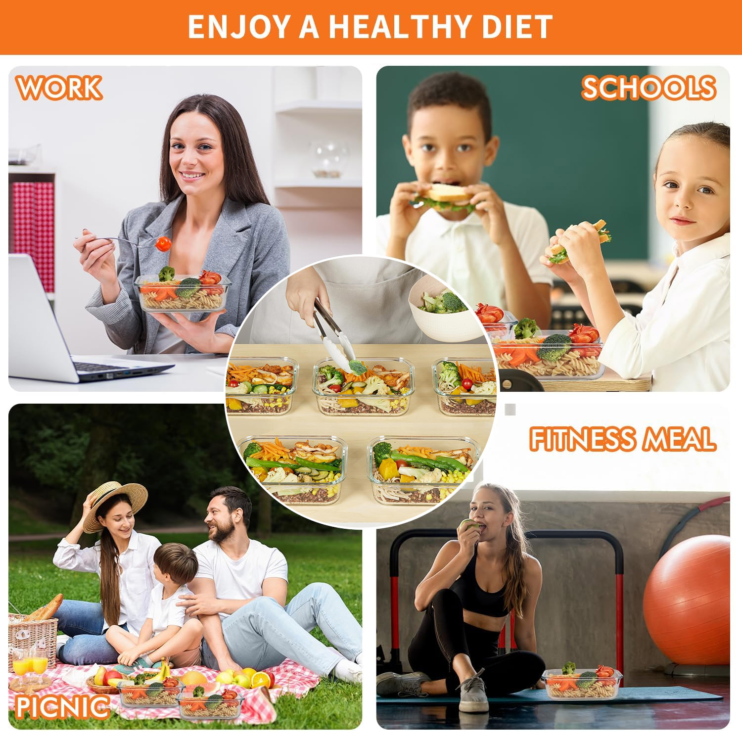 8-Pack Airtight Glass Food Sto - Meal Prep Microwave recension och pris