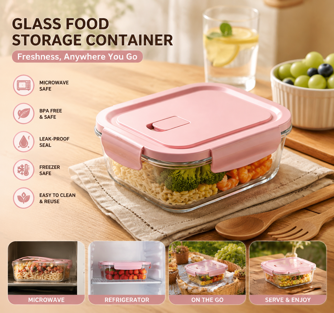 High Borosilicate Glass Food S - Meal Prep Microwave recension och pris
