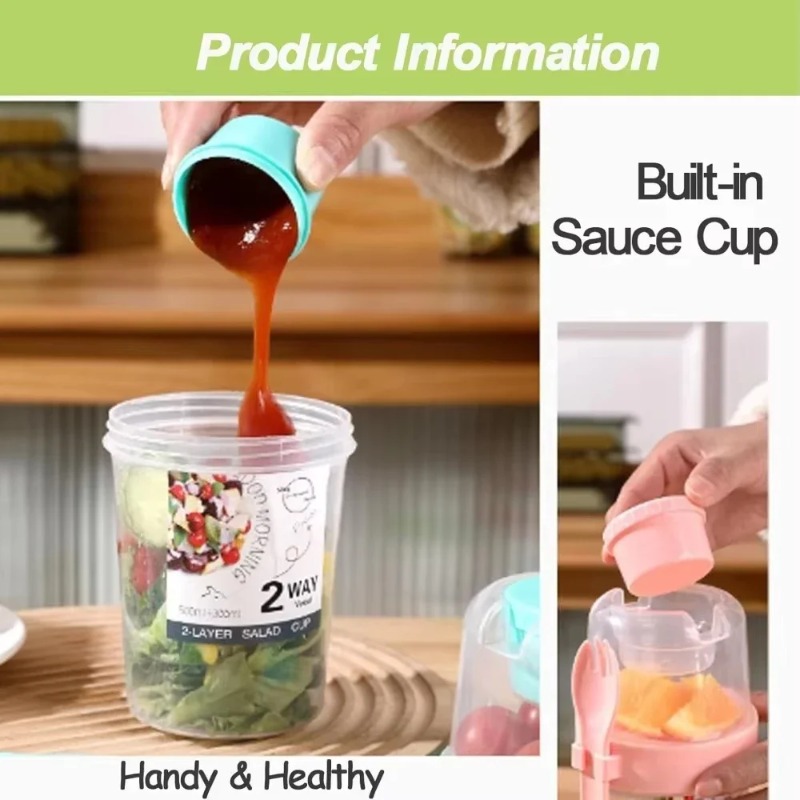 Portable Salad Cup Double Oatm - Meal Preparation recension och pris