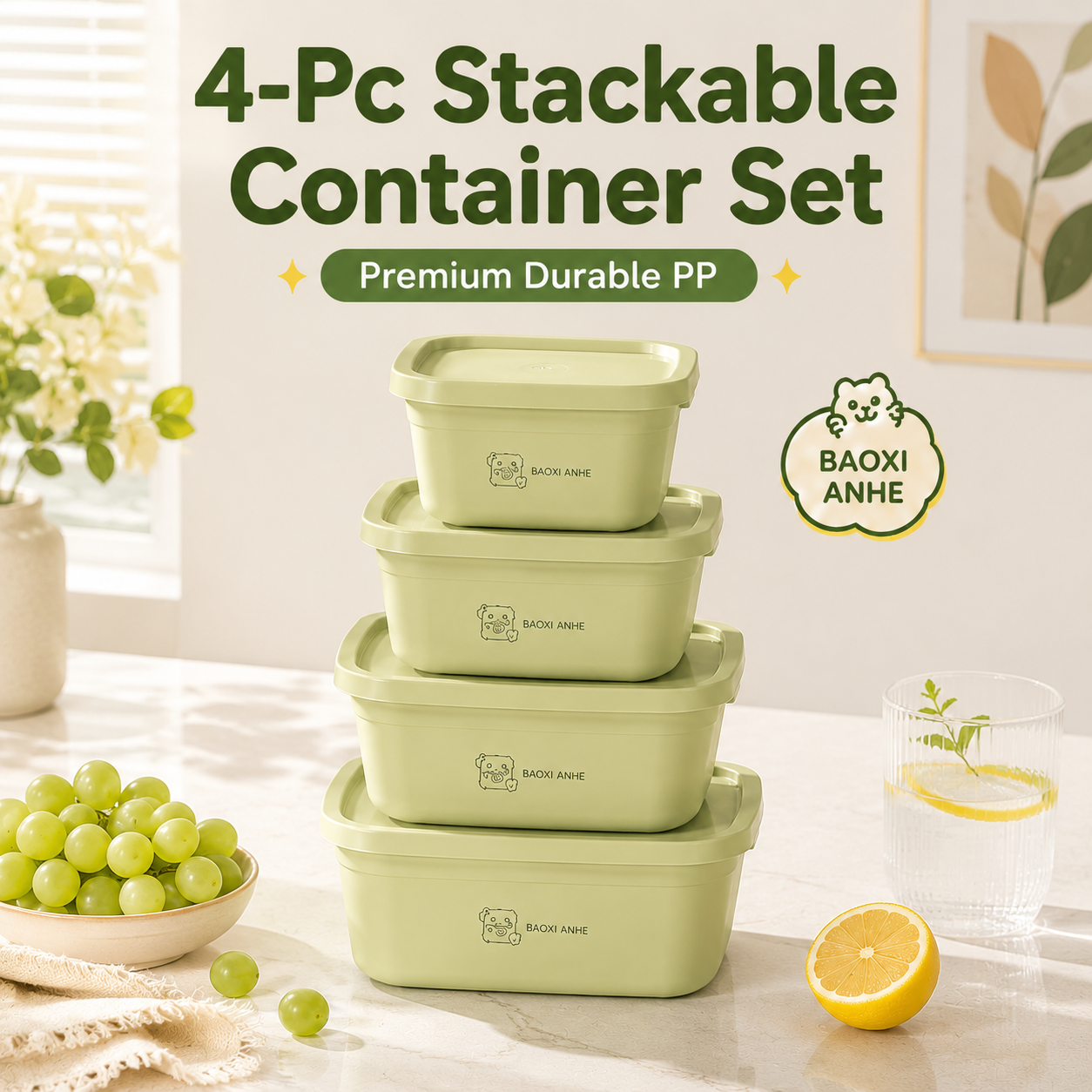 4Pcs Stackable Food Storage Co - Meal Prep Freezer recension och pris